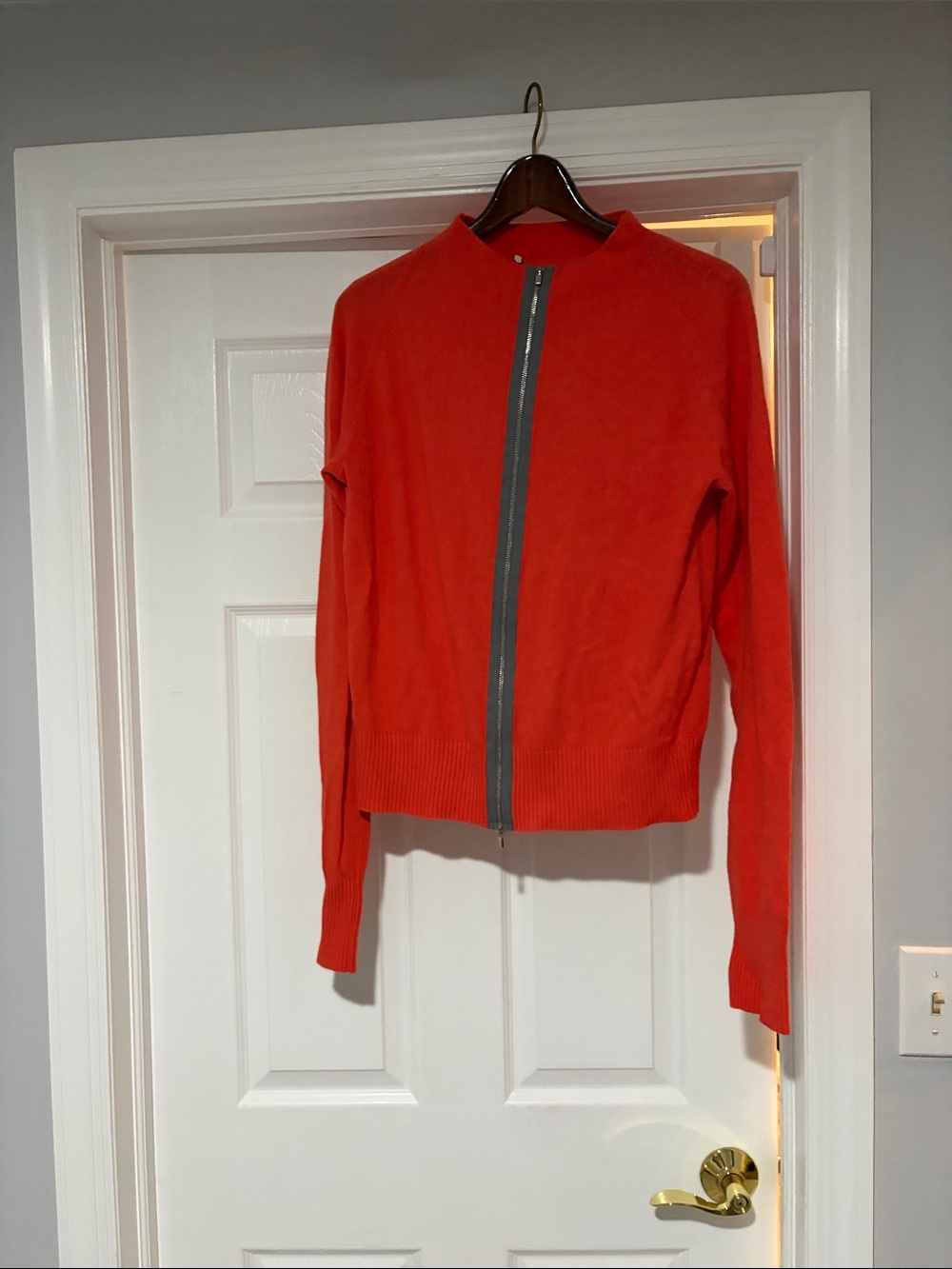 Diane Von Furstenberg Bright Orange Zip-Front Cardigan